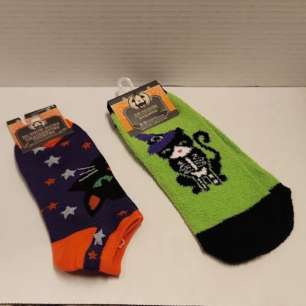 Cat Socks New Black Green Orange